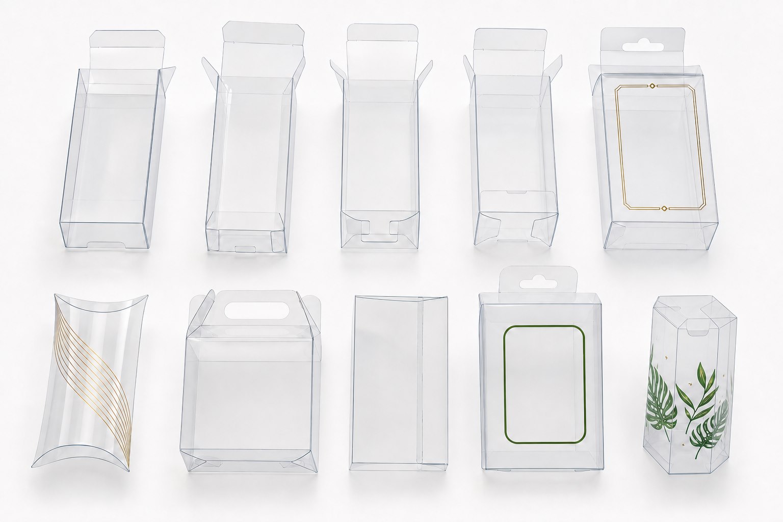 PET PP PVC clear folding box structures
