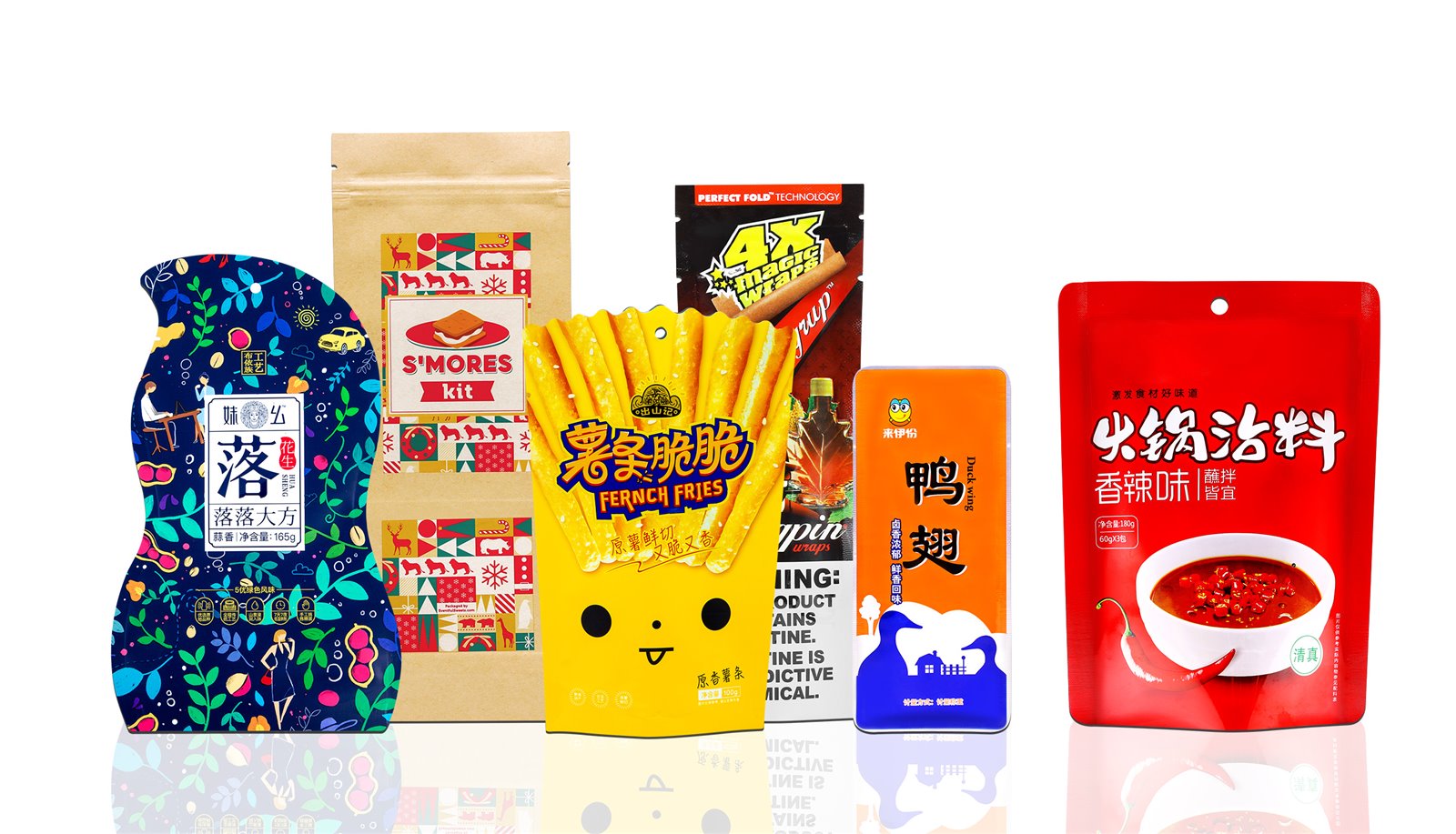 公司提供資料中的自立袋、夾鏈袋與造型印刷包裝袋